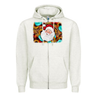 Oatmeal Heather santa background Zipper Hoodie - JahusDesignShop