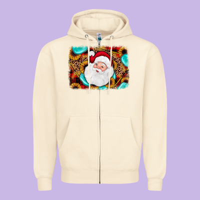 Santa Background Zipper Hoodie Designed By Jahusdesignshop