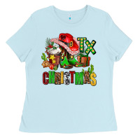 Baby Blue tx christmas cowgirl Ladies Tee - AdoDesignShop