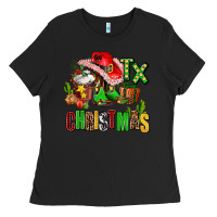 Black tx christmas cowgirl Ladies Tee - AdoDesignShop