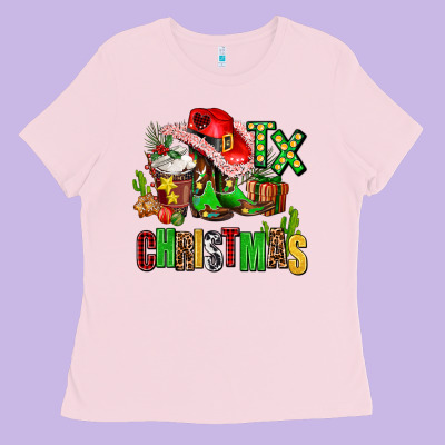 Tx Christmas Cowgirl Ladies Tee Designed By Adodesignshop