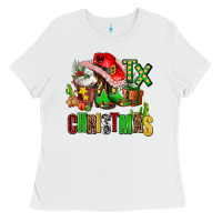 White tx christmas cowgirl Ladies Tee - AdoDesignShop