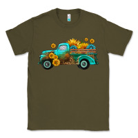 Army Green farm truck with sunflower Classic Tee - HRA Design Shop