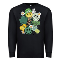 Black st patricks day green smile Premium Sweatshirt - MaliasSmallBusiness