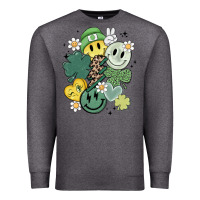 Charcoal Heather st patricks day green smile Premium Sweatshirt - MaliasSmallBusiness