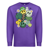 Purple st patricks day green smile Premium Sweatshirt - MaliasSmallBusiness