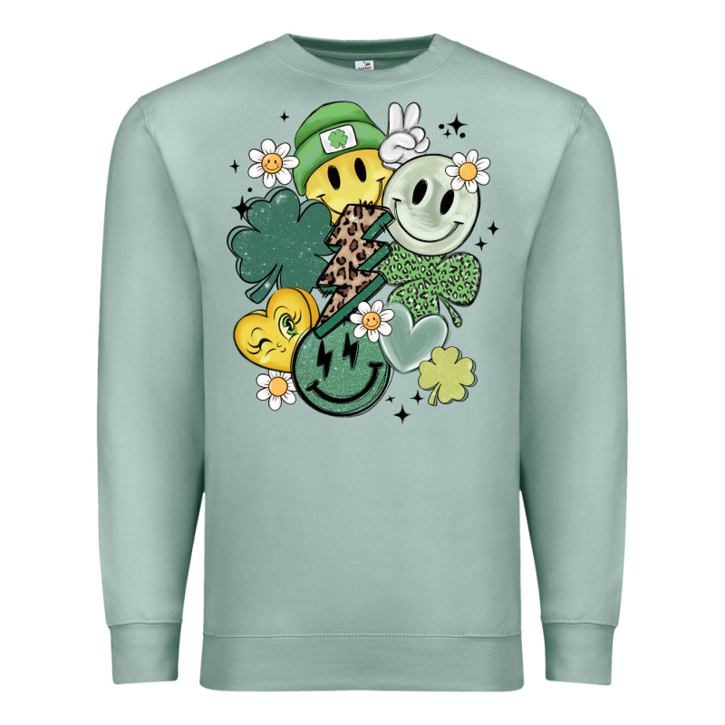 St Patricks Day Green Smile Premium Sweatshirt by MaliasSmallBusiness | Teevron