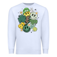 White st patricks day green smile Premium Sweatshirt - MaliasSmallBusiness