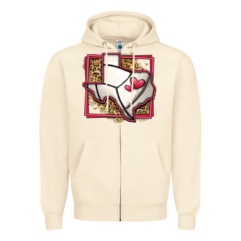 Leopard Volleyball Texas Map Zipper Hoodie by Jasminsmagicworld | Teevron