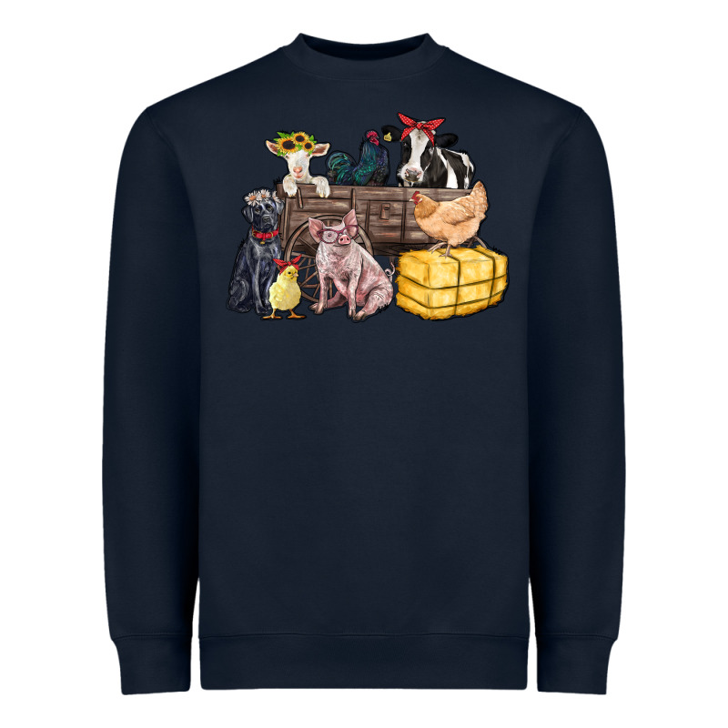 Farm Animals Wagon Heavyweight Sweatshirt by Zillion Design Studio | Teevron