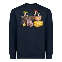 Navy farm animals wagon Heavyweight Sweatshirt - Zillion Design Studio