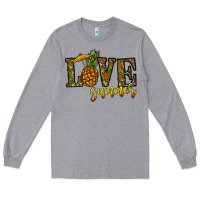 Heather Grey love summer pinapple Long Sleeve Tee - CowhideDigitalArt
