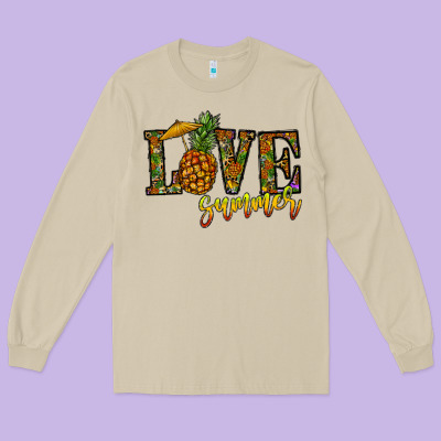 Love Summer Pinapple Long Sleeve Tee Designed By Cowhidedigitalart