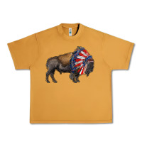 Peanut Butter american bison with indian headdress Urban Heavy Tee - RanaPortraitStore