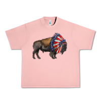 Salmon american bison with indian headdress Urban Heavy Tee - RanaPortraitStore