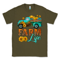 Army Green farm truck  farm life with sunflower Classic Tee - HRA Design Shop
