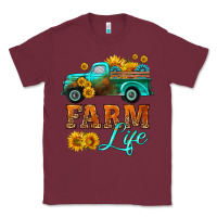 Burgundy farm truck  farm life with sunflower Classic Tee - HRA Design Shop