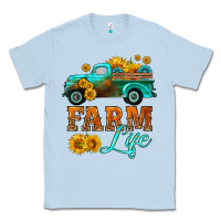 Dusty Blue farm truck  farm life with sunflower Classic Tee - HRA Design Shop