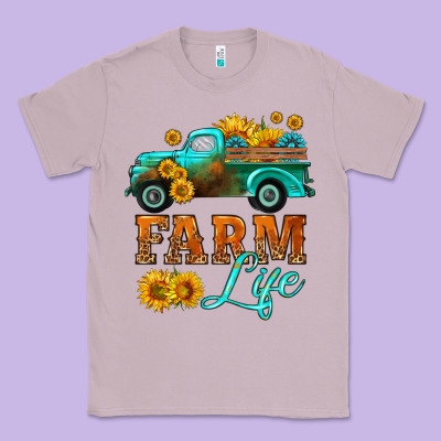 Farm Truck  Farm Life With Sunflower Classic Tee Designed By Hra Design Shop