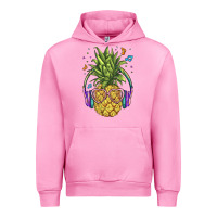 Fuchsia Pink pineapple with headphone Urban Hoodie - BarkalooDesign