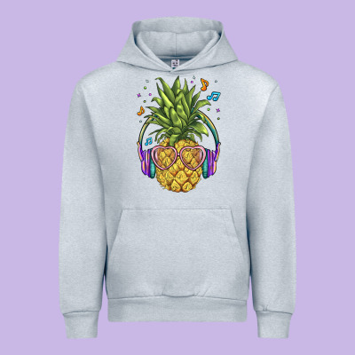 Pineapple With Headphone Urban Hoodie Designed By Barkaloodesign