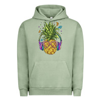 Pigment Oil Green pineapple with headphone Urban Hoodie - BarkalooDesign