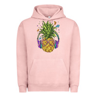 Pigment Salmon pineapple with headphone Urban Hoodie - BarkalooDesign