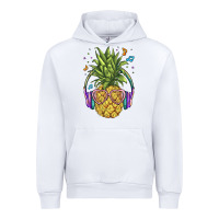 White pineapple with headphone Urban Hoodie - BarkalooDesign
