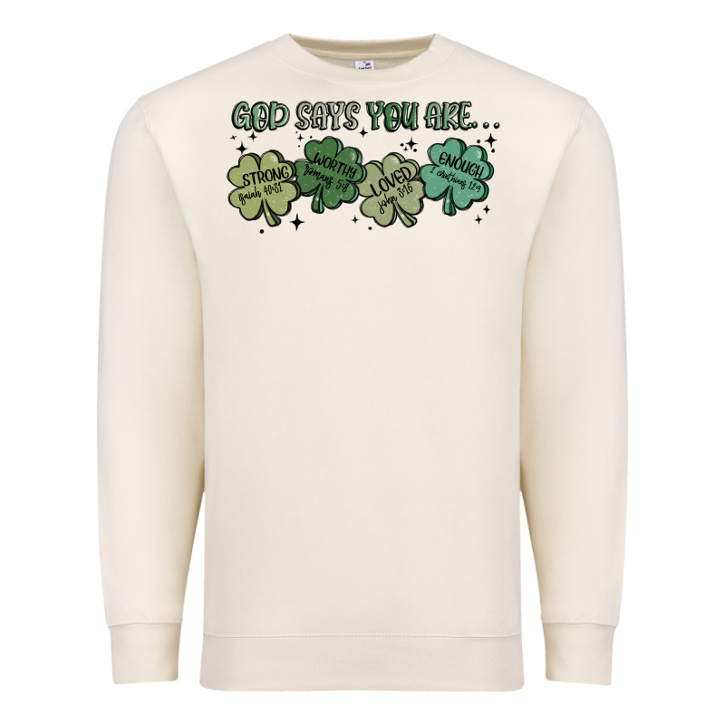 God Says I Am Patrick's Day Premium Sweatshirt by MaliasSmallBusiness | Teevron