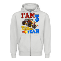 Dove Grey i'am three truck yeah Zipper Hoodie - Artiststas