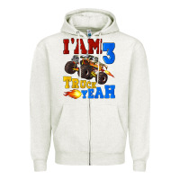Oatmeal Heather i'am three truck yeah Zipper Hoodie - Artiststas