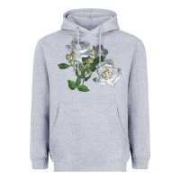 Heather Grey white dawn rose Heavyweight Hoodie - LillyAllenDesigns