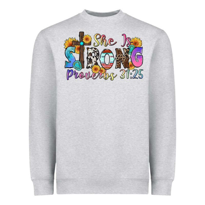 She Is Strong Proverbs 31 25 Heavyweight Sweatshirt by Zillion Design Studio | Teevron