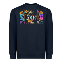 Navy she is strong proverbs 31 25 Heavyweight Sweatshirt - Zillion Design Studio