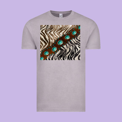 Zebra Gemstone Leather Vintage Tee Designed By Barkaloodesign