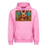 Fuchsia Pink western christmas reindeer with background Urban Hoodie - Jasminsmagicworld