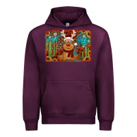 Mauve Wine western christmas reindeer with background Urban Hoodie - Jasminsmagicworld