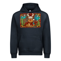Navy western christmas reindeer with background Urban Hoodie - Jasminsmagicworld