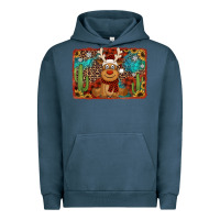 Pigment Midnight Navy western christmas reindeer with background Urban Hoodie - Jasminsmagicworld
