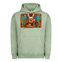 Pigment Oil Green western christmas reindeer with background Urban Hoodie - Jasminsmagicworld