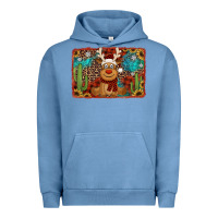 Pigment Pebble Blue western christmas reindeer with background Urban Hoodie - Jasminsmagicworld