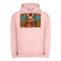 Pigment Salmon western christmas reindeer with background Urban Hoodie - Jasminsmagicworld