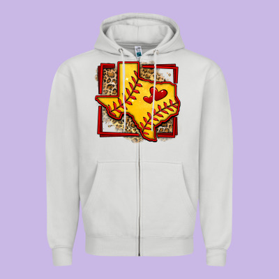 Leopard Softball Texas Map Zipper Hoodie Designed By Jasminsmagicworld