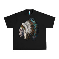 Black skull with indian headdress Urban Heavy Tee - RanaPortraitStore