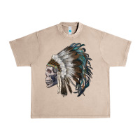 French Oak skull with indian headdress Urban Heavy Tee - RanaPortraitStore