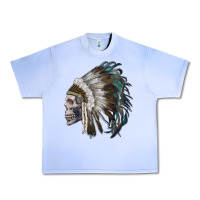 Grape Ice skull with indian headdress Urban Heavy Tee - RanaPortraitStore