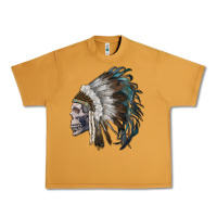 Peanut Butter skull with indian headdress Urban Heavy Tee - RanaPortraitStore