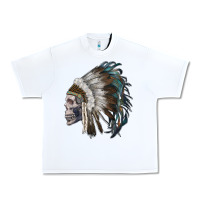 White skull with indian headdress Urban Heavy Tee - RanaPortraitStore