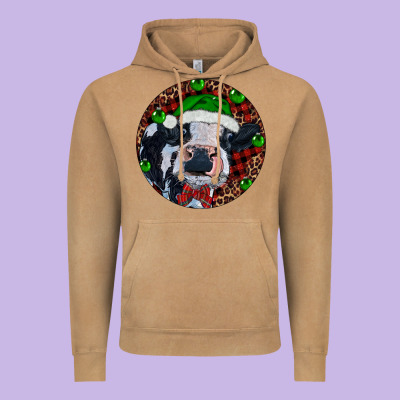 Vintage Hoodie Baby Cow Christmas