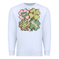 White st patricks day clover Premium Sweatshirt - MaliasSmallBusiness